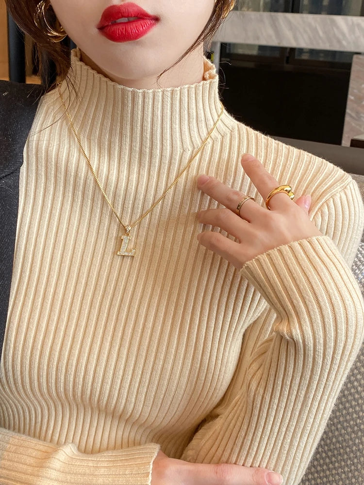 Ribbed Turtleneck Top