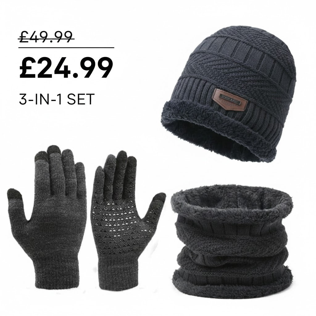3-in-1 Winter Set: Hat, Scarf & Gloves