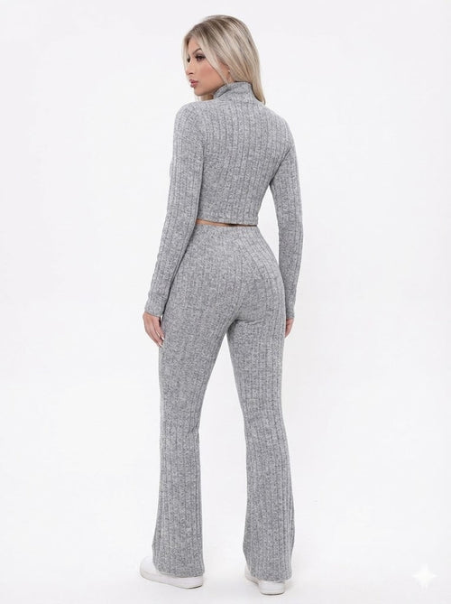 Collar Top & Flared Trousers