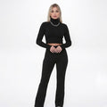 Collar Top & Flared Trousers